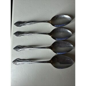 Stanley Roberts Rogers DREAM ROSE BUD Stainless Oval‎ Soup Spoons Lot Of 4